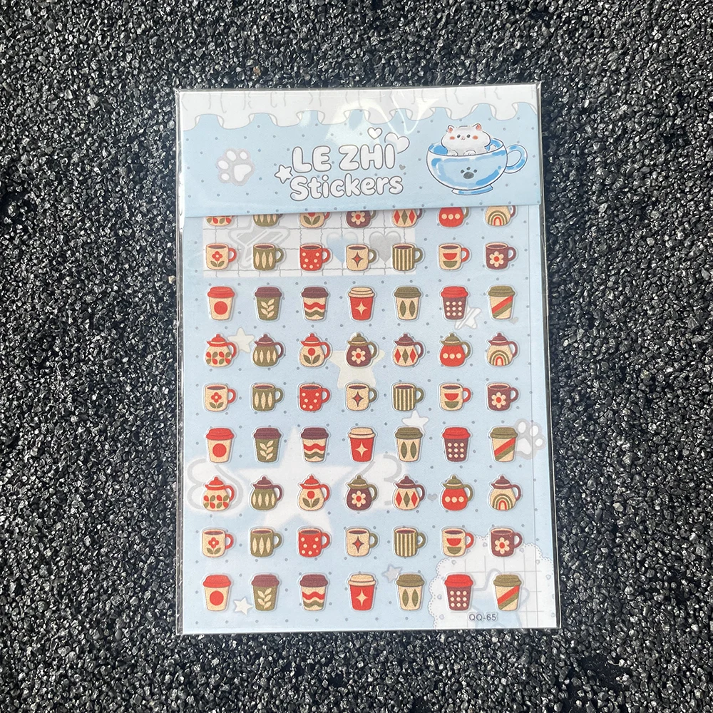 LEZHI Kawaii Food Stickers Sheet Cute Popcorn Coffee Dessert Decals For Journal Scrapbooking Diary Decoration School Supplies
