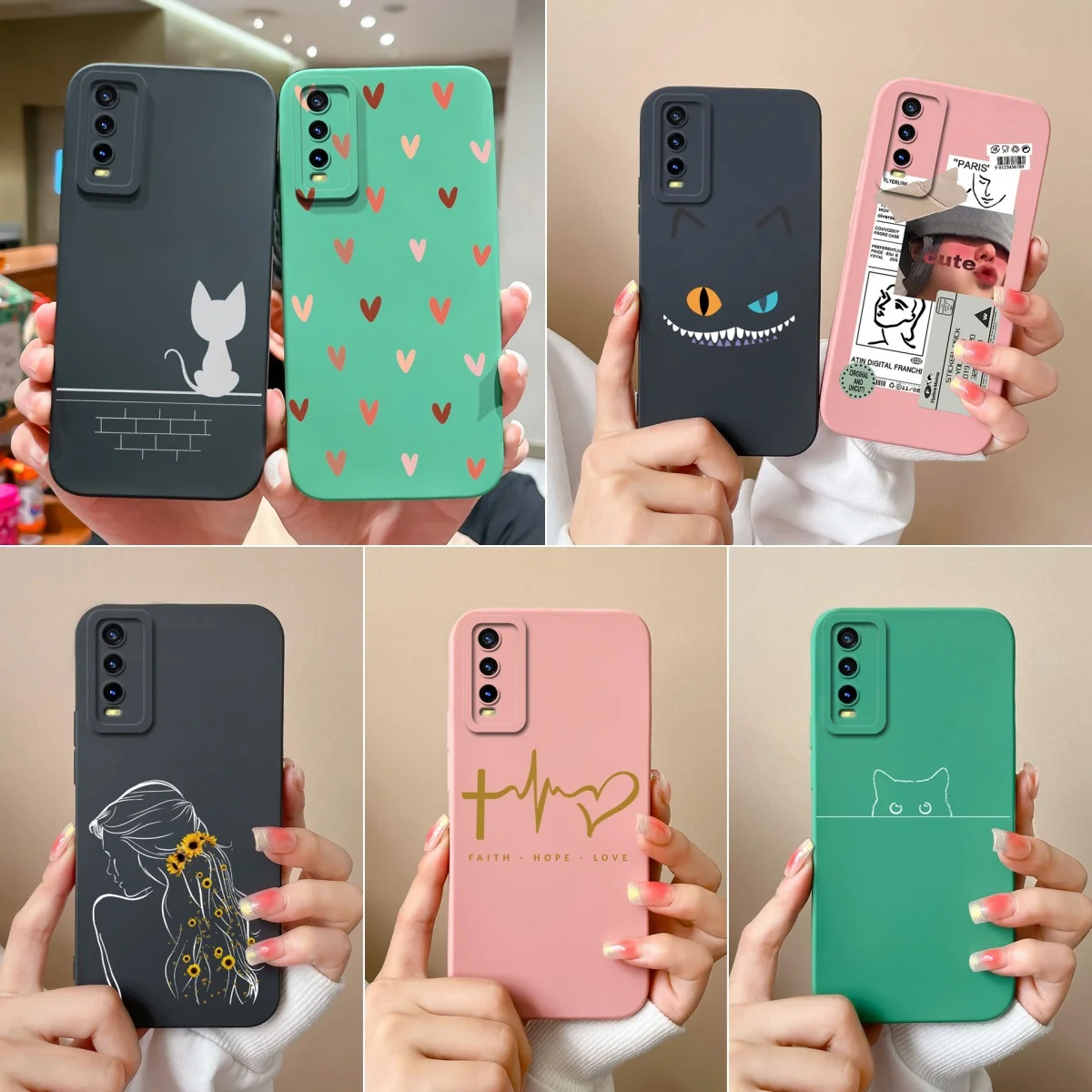 Coque For Vivo Y20 Y20i Y20A Y20S Love Heart Soft Silicone Cover Comfortable Phone Case For Y20 Y20 i Shell VivoY20A Y20 S Funda