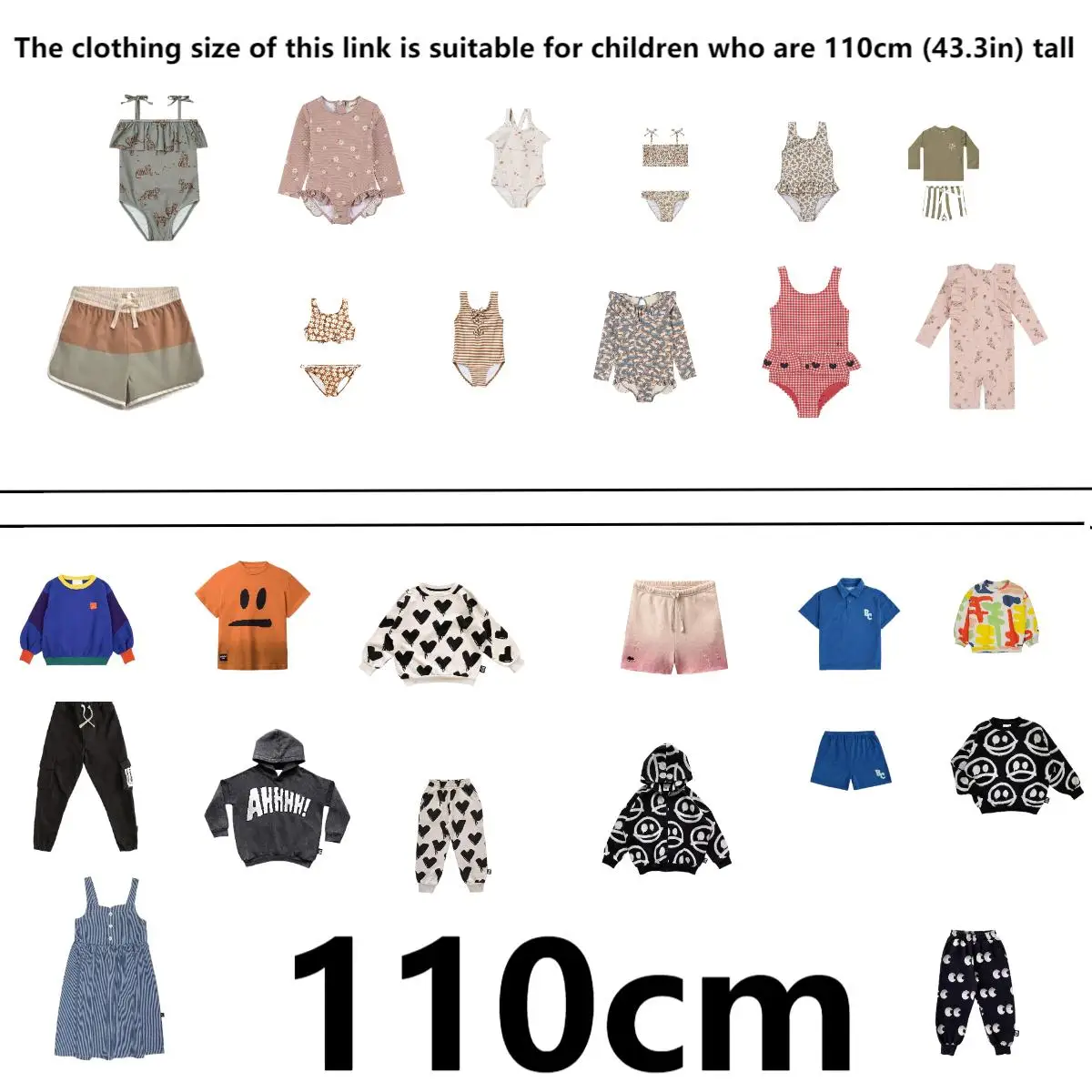 The clothing size of this link is suitable for children who are 110cm (43.3in) tall