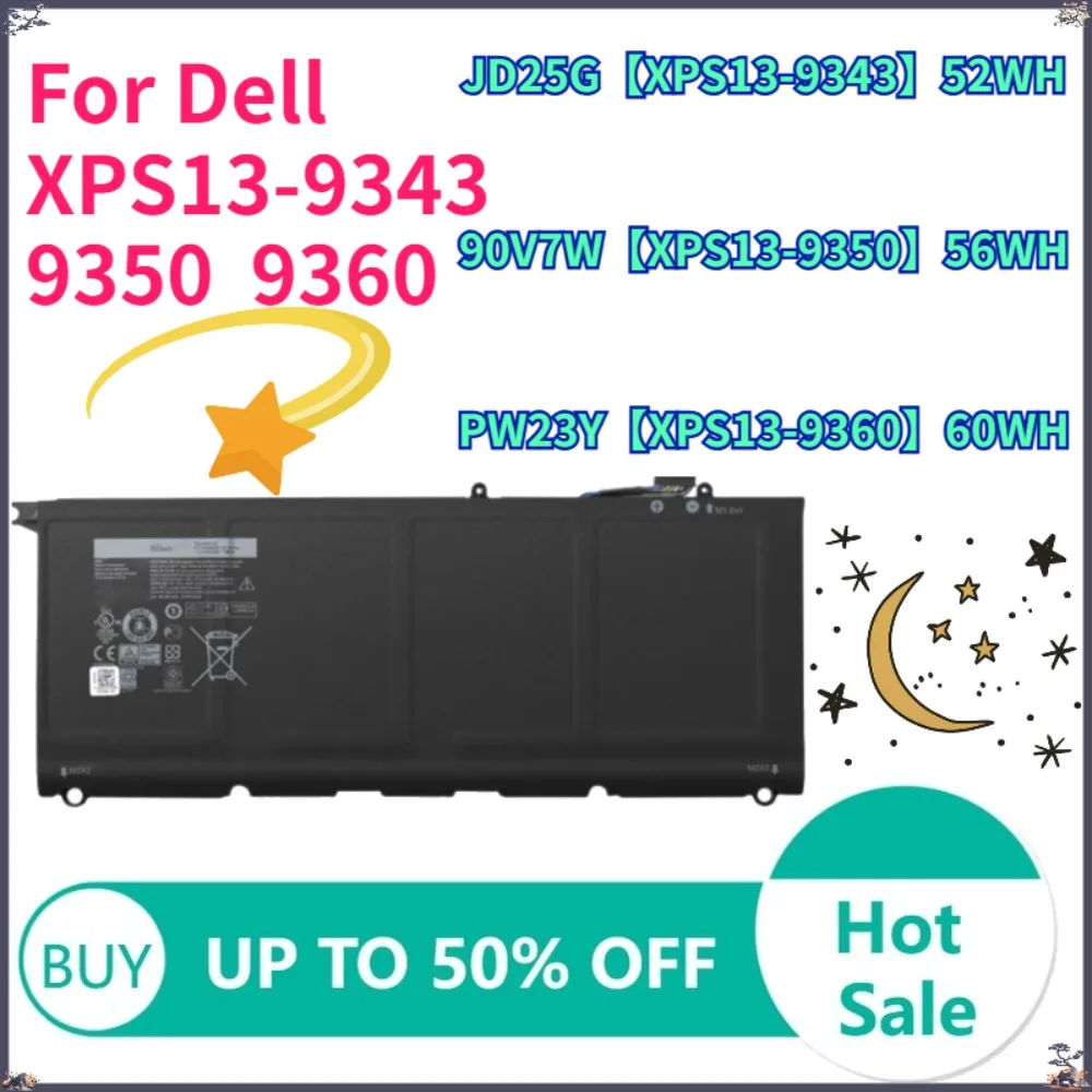 

High Performance Laptop Battery For DELL XPS 13 9360 Series RNP72 TP1GT P54G 90V7W 56WH JD25G 52WH 60Wh PW23Y
