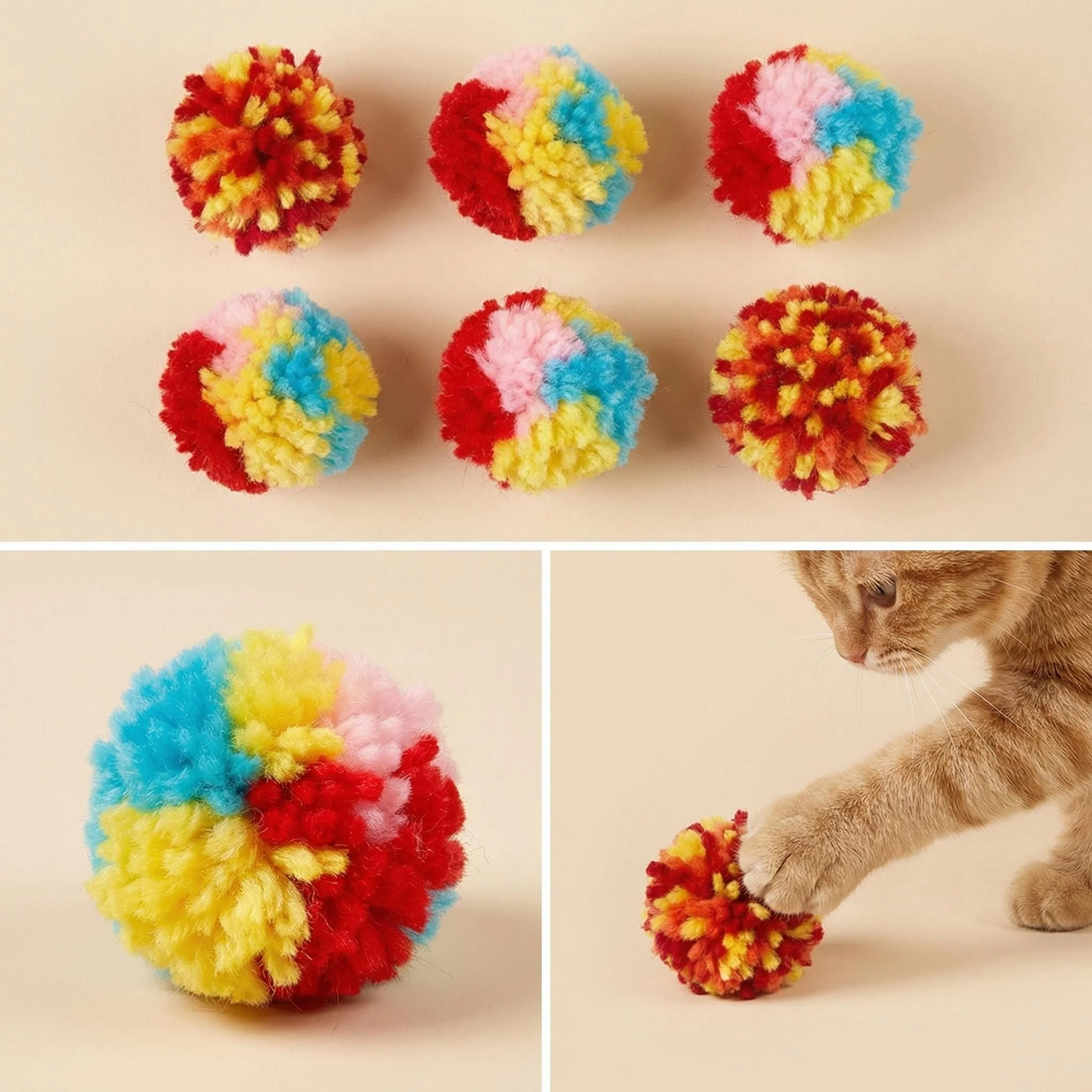 Plüsch-Spielball für Katzen, Selbstbeschäftigungsball, Weicher Universeller Spielball für Hunde, Interaktives Katzenspielzeug, Haustierprodukte