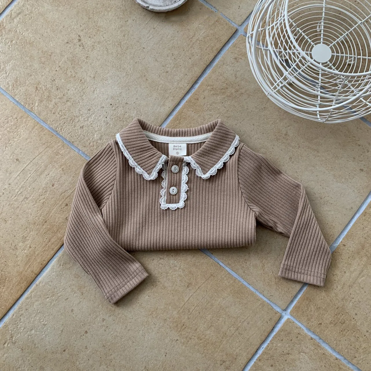 2025 Spring New Baby Long Sleeve T Shirts Solid Infant Casual Tops Girls Lapel Ribbed Bottoming Shirt Cotton Toddler Clothes