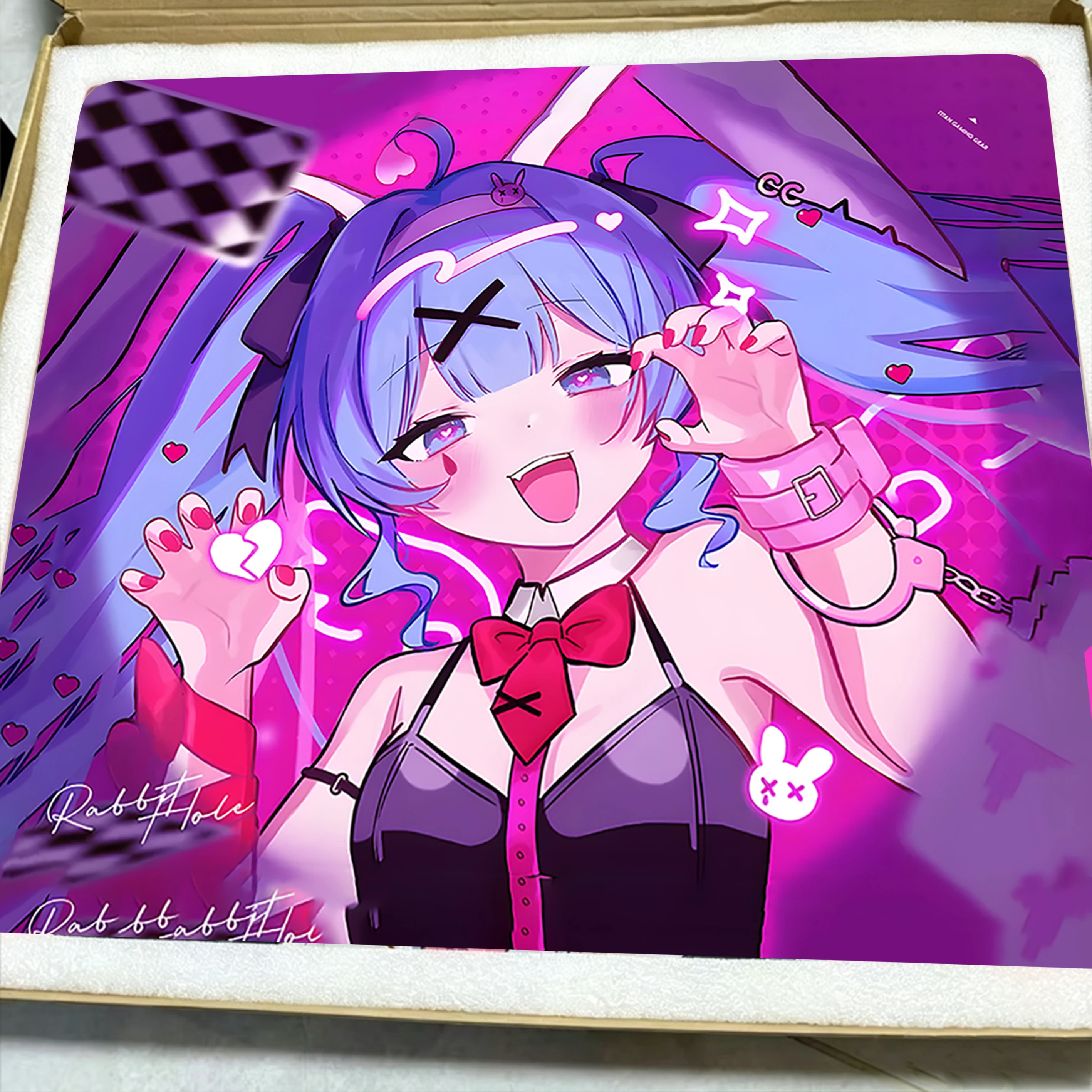 W-Wallhack SP-005 Glass Mousepad Japanese Anime Y2k Girls Esports Games FPS Super Large 450X400MM Desktop Glass Pad Customized