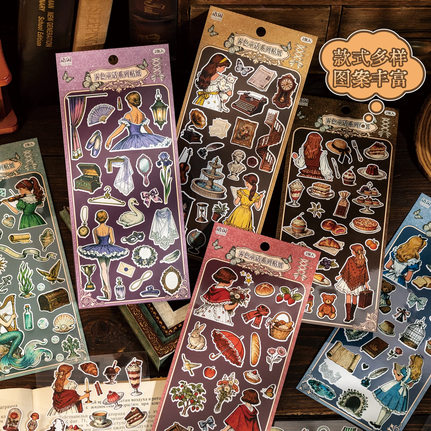 

12Sheets/6 Packs Cartoon Theme Stickers For DIY Crafts Scrapbooking Journal Phone Case Laptop Guitar Waterproof Vinyl Decals