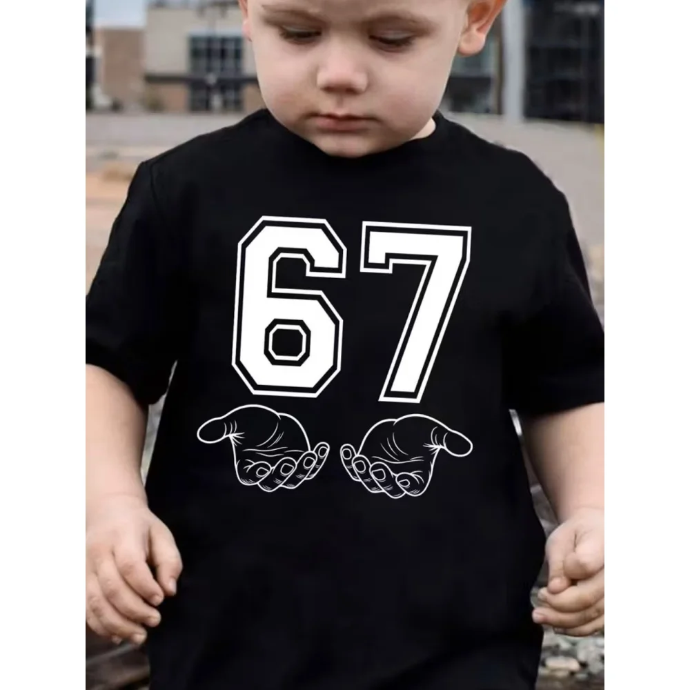 Fun Six Seven 6 7 Meme Design T-Shirt for Kids Chaotic Humor Y2k Game Saying Tees Gift Tops Fashion Children's Boy's Clothing