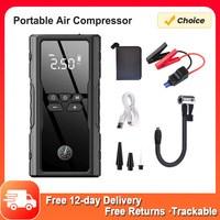 Portable Air Compressor Cordless Electric Tire Inflator 8000mAh Jump Starter and Air Pump w/ Emergency Light for Car Motorcycle