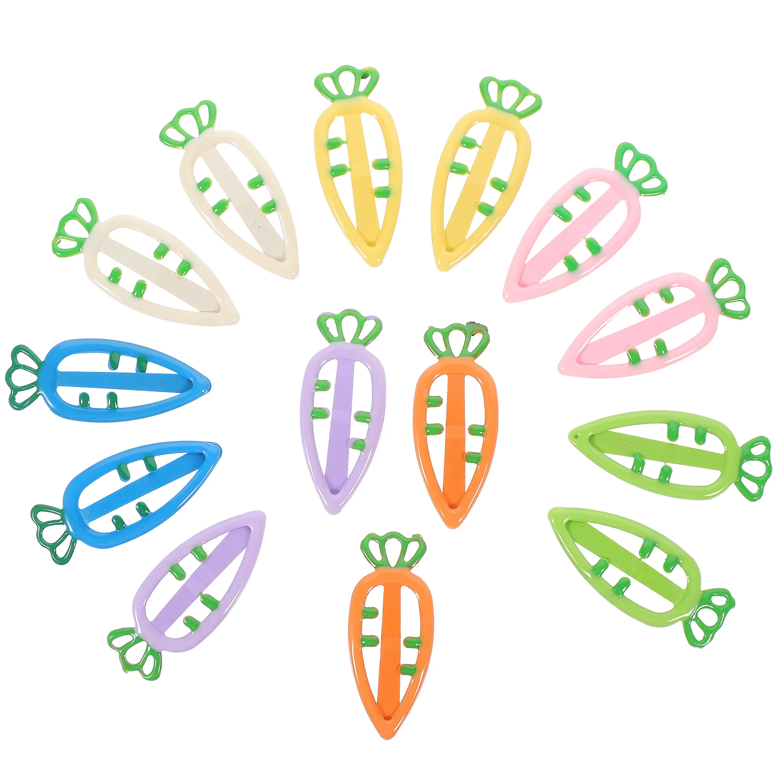 

14 Pcs Candy Color Carrot Shaped Hair Clips Little Girl Decorative Bangs Accessories Safe Reusable Kids Hairstyle Party Photos