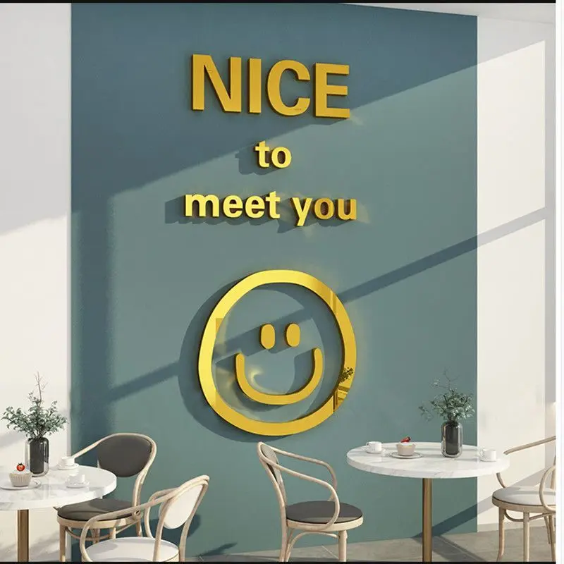 Smiling Face Acrylic Mirror Wall Stickers Living Room Bedside Decoration Kindergarten Wall Sticker for Kids Room Photography Lay