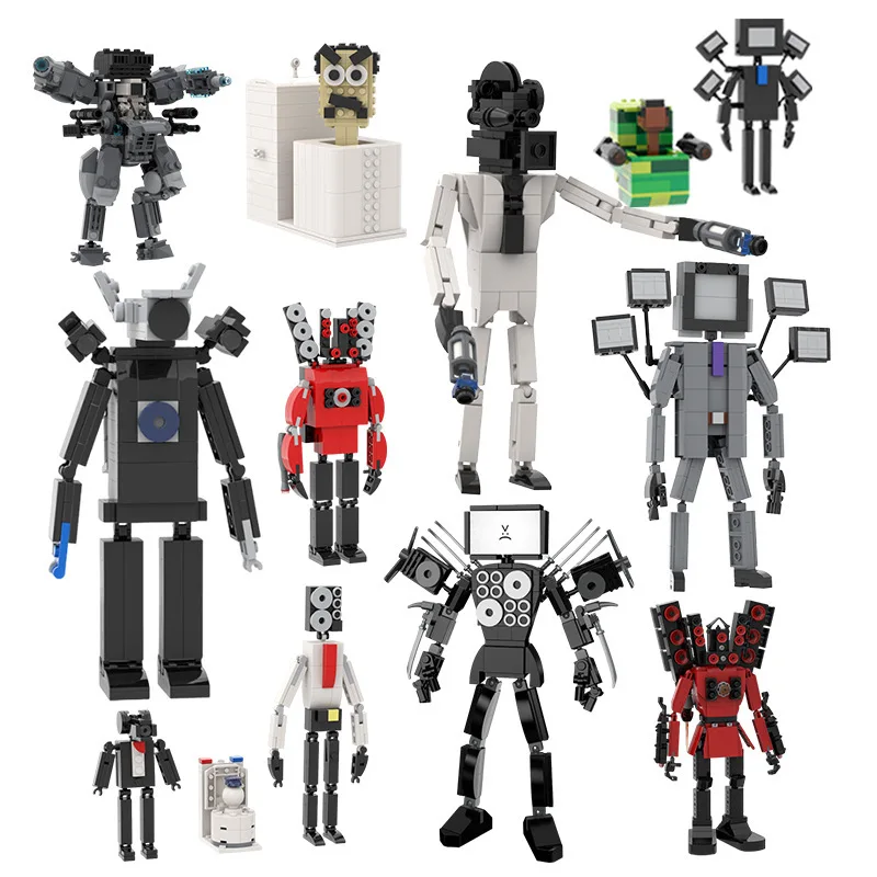 

Skibidi Toilet Titan TV Man Speakerman Horror Game Bosses Camara Building Block Cartoon Doll Model Kids Birthday Halloween Gift