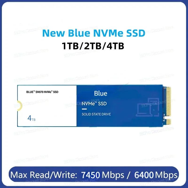 Unidad interna de estado sólido para ordenador portátil y PC, dispositivo de alta velocidad, NVMe, 4TB, 2TB, 1TB, PCIe5.0X4, M.2 2280, SN570, azul, Original, nuevo