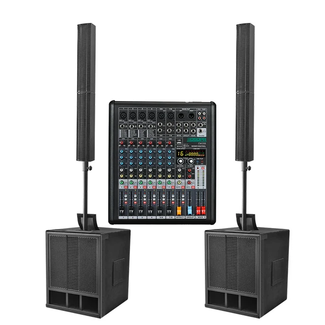 Professional au.dio Sound System Line Array Column Speaker With 15 Inch Powered Subwoofer Package For Live Stage Performance