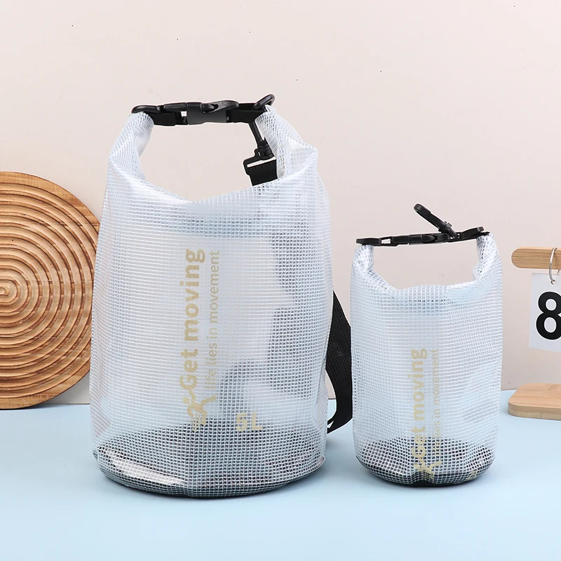 2L/5L/10L بولي كلوريد الفينيل مقاوم للماء حقيبة جافة حزمة شبكة حقيبة المحمولة الرياضة في الهواء الطلق السباحة حقيبة التخزين حزمة تجمع التجديف التخييم #5