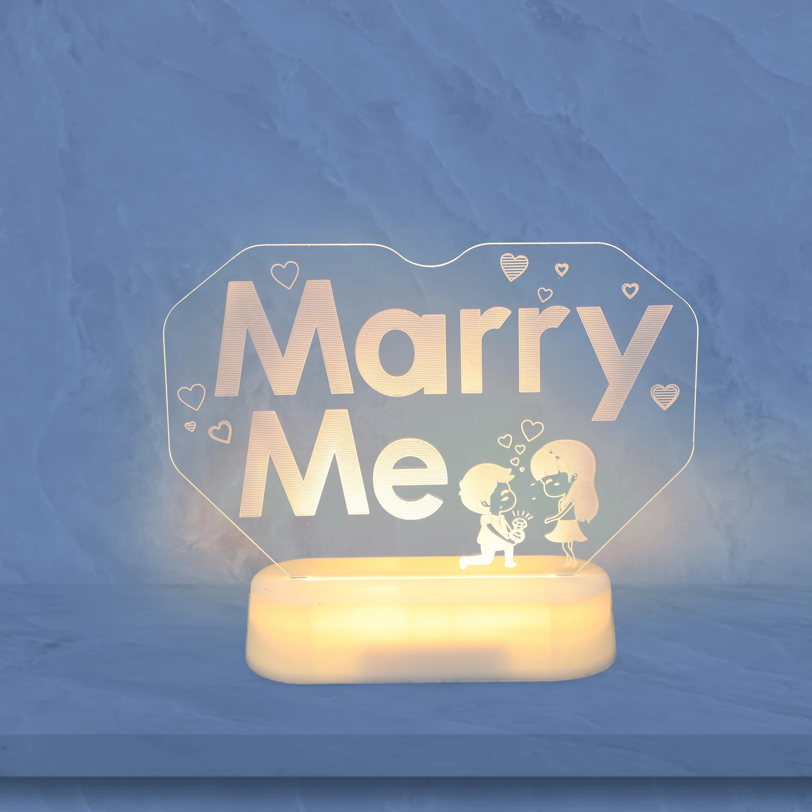 Warm Glow Marry Me Neon Light Lamp Creative Romantic Visual LED Decor for Proposal Wedding Anniversary Valentine's Day Night