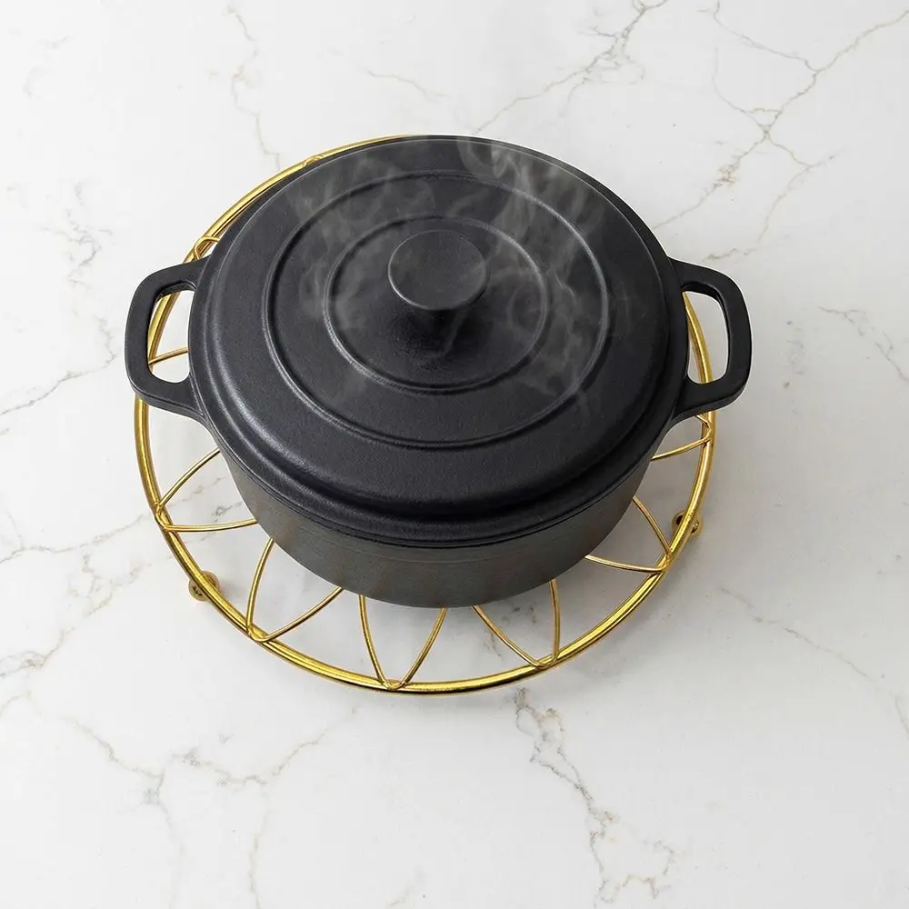 

Heighted Foot Iron Insulation Pad Rust-proof Non-slip Metal Pot Mat Round/Square Easy To Clean Hot Pot Holders Cookware Steamer