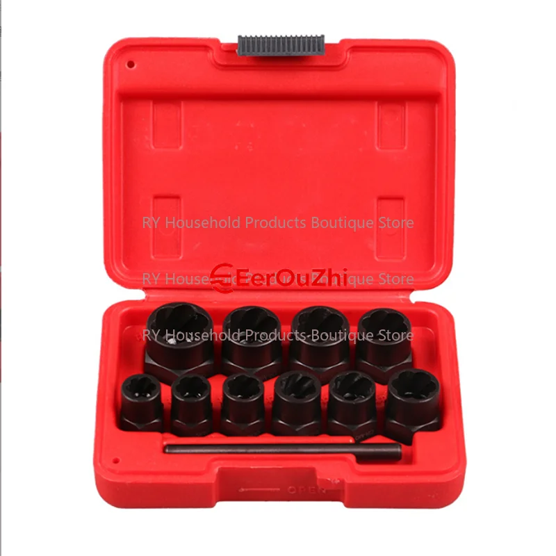 11 Sets Of Anti-thread Sleeve Damaged Nut Removal Tool Sliding Nut Extractor For Auto Repair