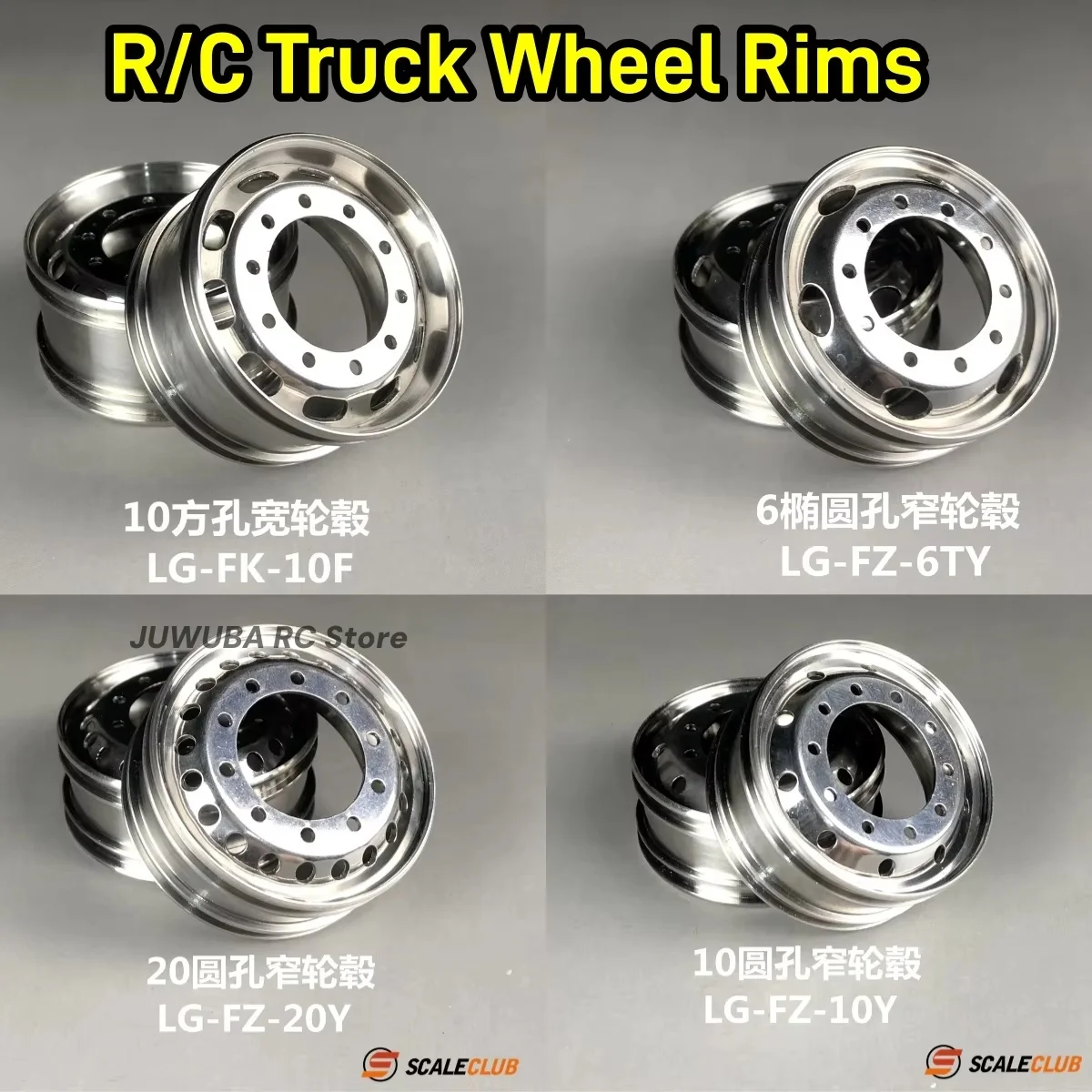 Llanta de rueda de camión de juguete R/C, llantas universales de Metal anchas y estrechas para camión Tractor Tamiya LESU SCANIA VOLVO, piezas 1/14 SCALECLUB