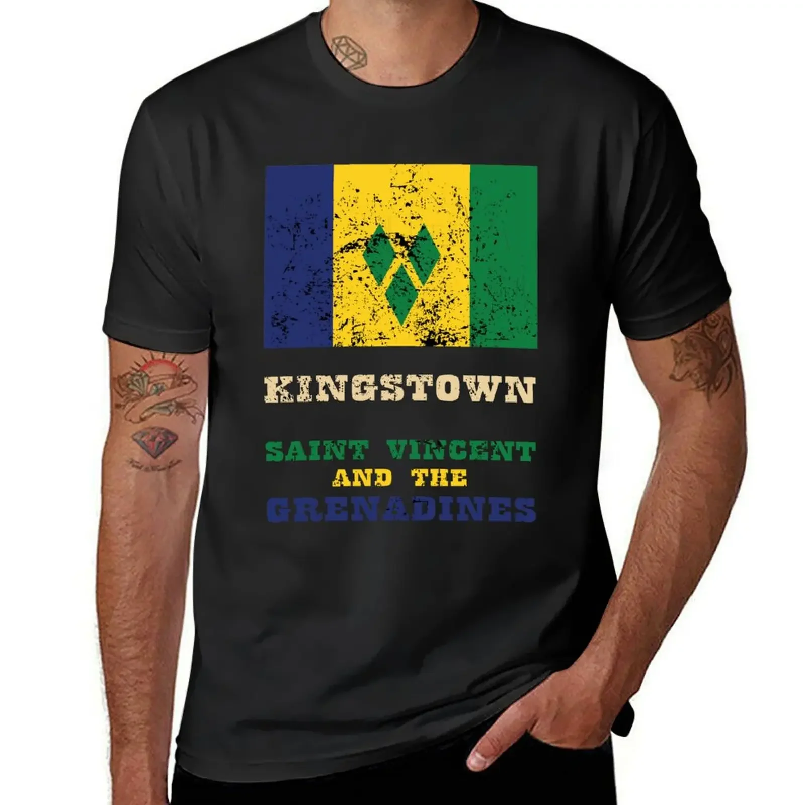 

Flag of Saint Vincent and the Grenadines T-Shirt summer top sweat shirts graphic tee cotton t shirt men