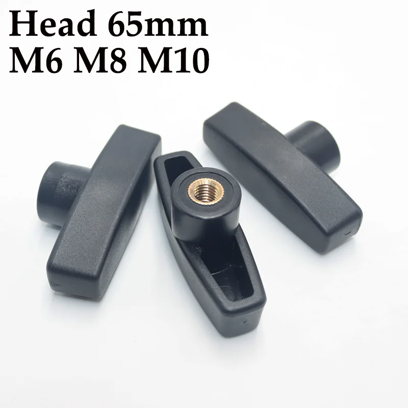 M6 M8 M10 Pflaume Handfest Kunststoff Mutter Griff Gewinde Mechanische schwarze Rändelmuttern Klemmknopf Manuell verstellbare Messingkernmutter
