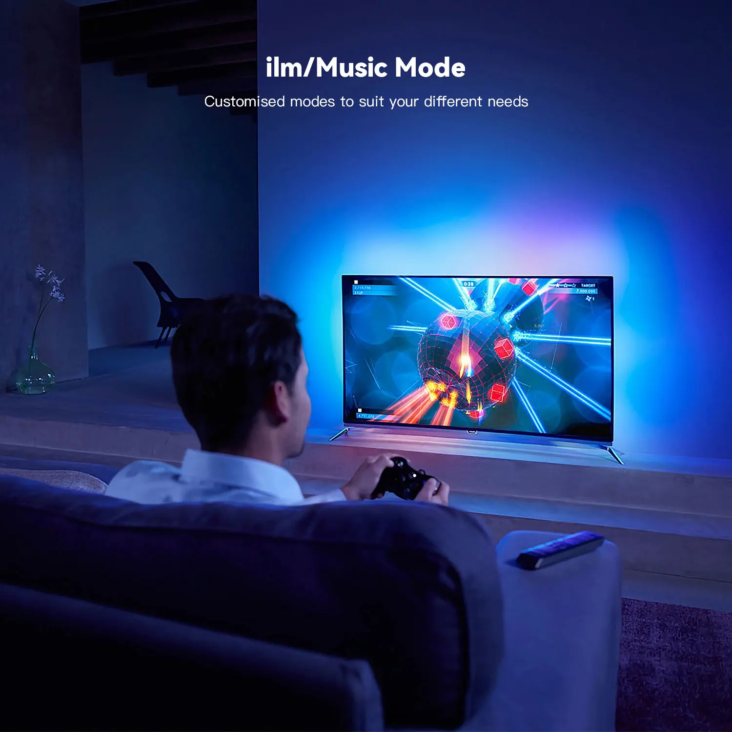TV-LED-Hintergrundbeleuchtungs-Kit für 55-65-Zoll-Fernseher, WLAN-TV-LED-Licht leisten mit HDMI-Sync-Box, kompatibel mit Alexa & Google Assistant