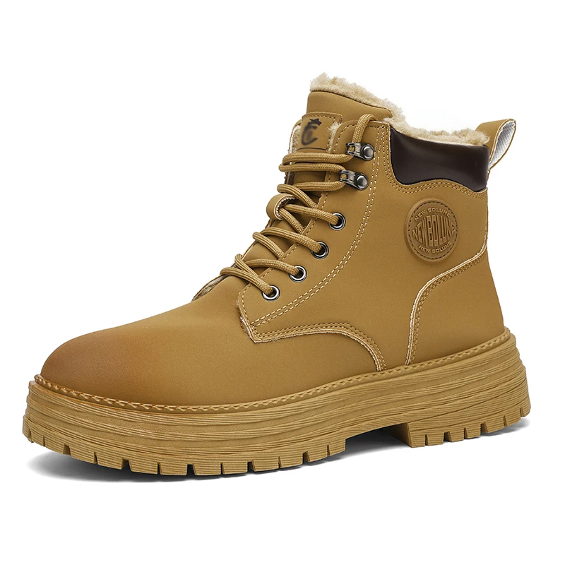 Mens Boots Street Yellow Men's Biker Boots Fashion Design Motorcycle Boots Women British Style Casual Outdoor Leather Ankle Boot image 3