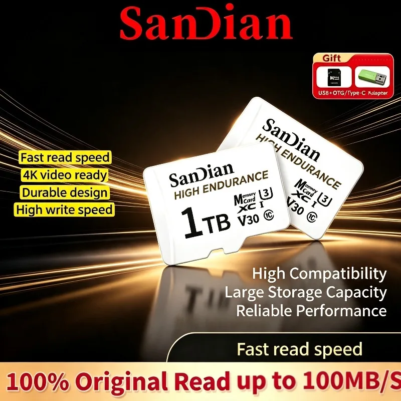 FOR SANDIAN High Endurance 128GB-256GB Micro SD, V30 U3 C10, Great for Dash Cam, Car DVR, Security Systems