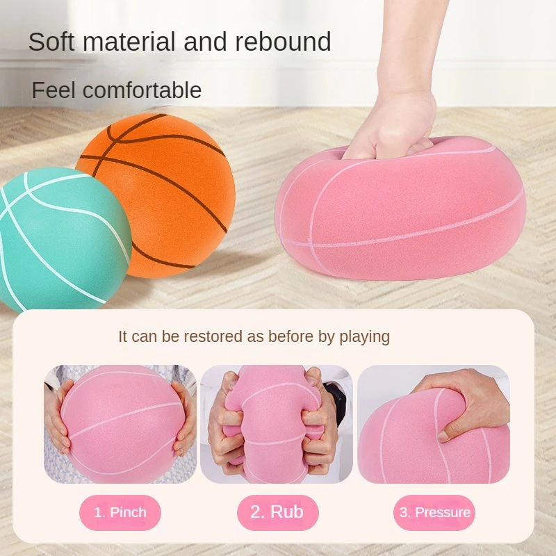 Balle silencieuse en PU pour enfants, balle d'applaudissements silencieuse pour enfants, balle élastique amusante en intérieur, basket-ball No.5 et No.7