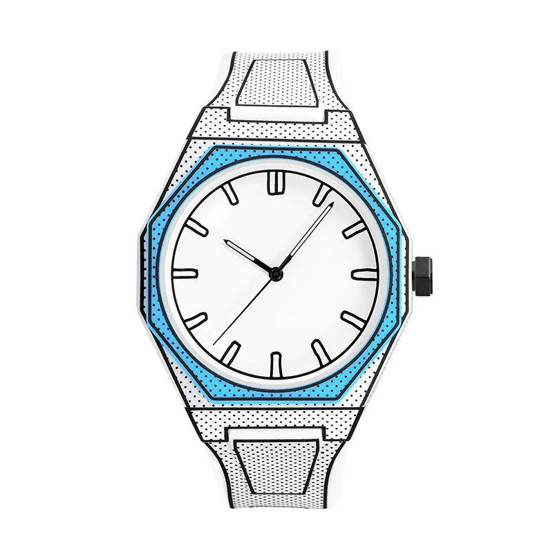 Мужские кварцевые часы, мужские часы для мужчин, наручные часы с ремешком, подарок, дизайн 2025 года, часы в стиле комиксов, циферблат, без номера
