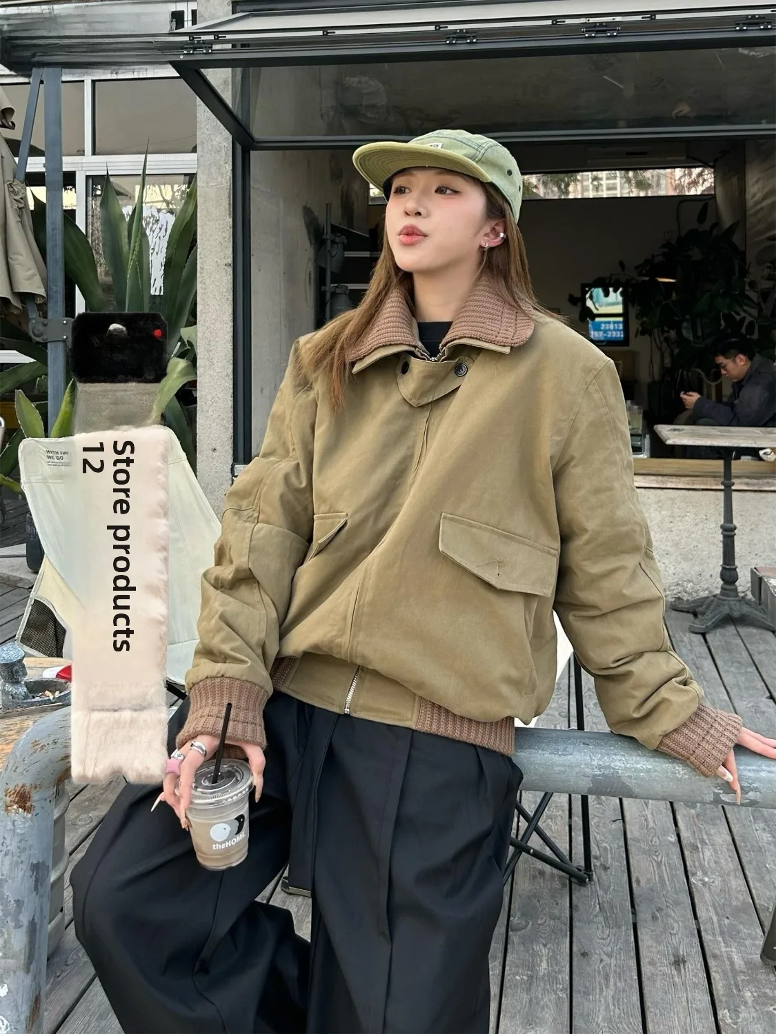 

Muzis Thiened Cotton Jaet Men's Women's American Sle Workwear Spring Barn Wind ort Coat Street Sle Loose Fit