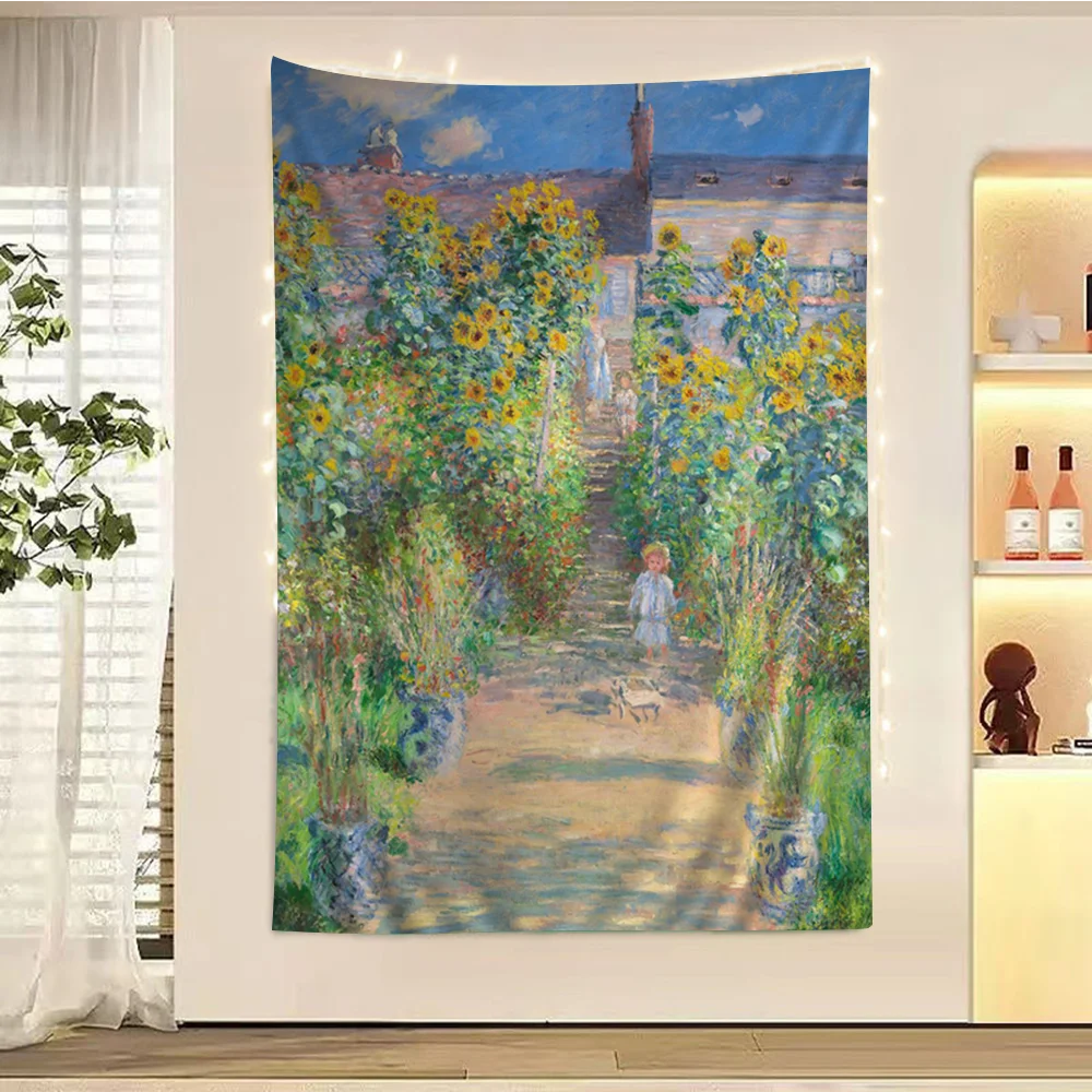 Monet Artwork Canvas Painting Cartoon Tapestry Art Science Fiction Room Home Decor Wall Hanging Home Decor