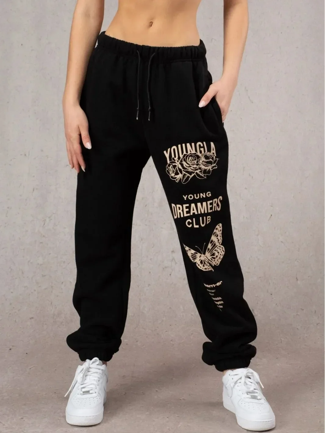 

YOUNGLA American sweatpants Gym fitness running training pants Cotton wool printed floral foot pants