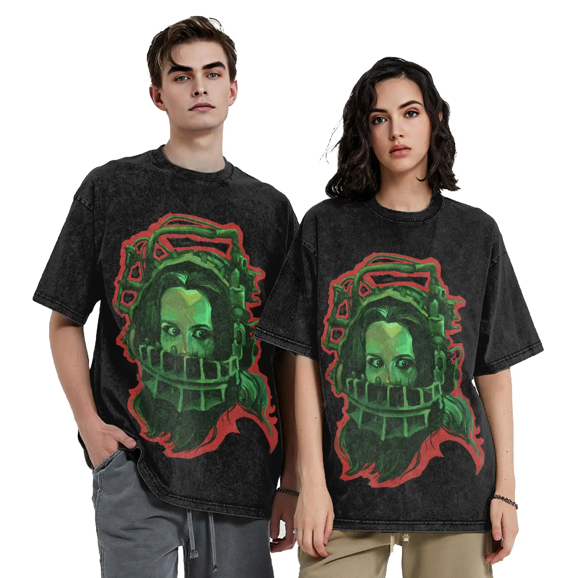 Amanda Young Reverse Bear Trap Saw T Shirt Hip Hop Washed Cotton Oversize T-Shirt  Men Women Tops Streetwear Summer Tee Shirt