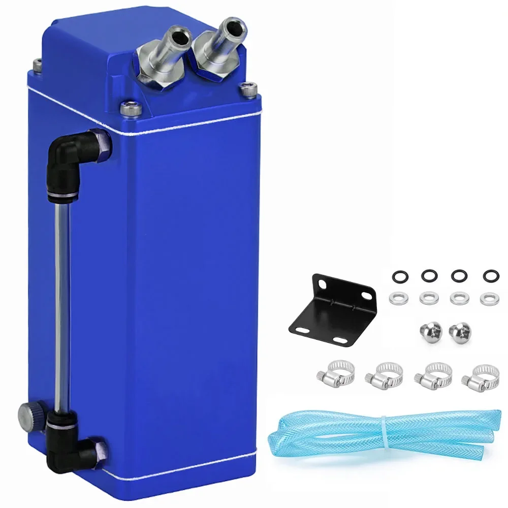 Universal Square Aluminum Oil Catch Tank Polished Finish With Built-in Breather Oil Reservoir Can