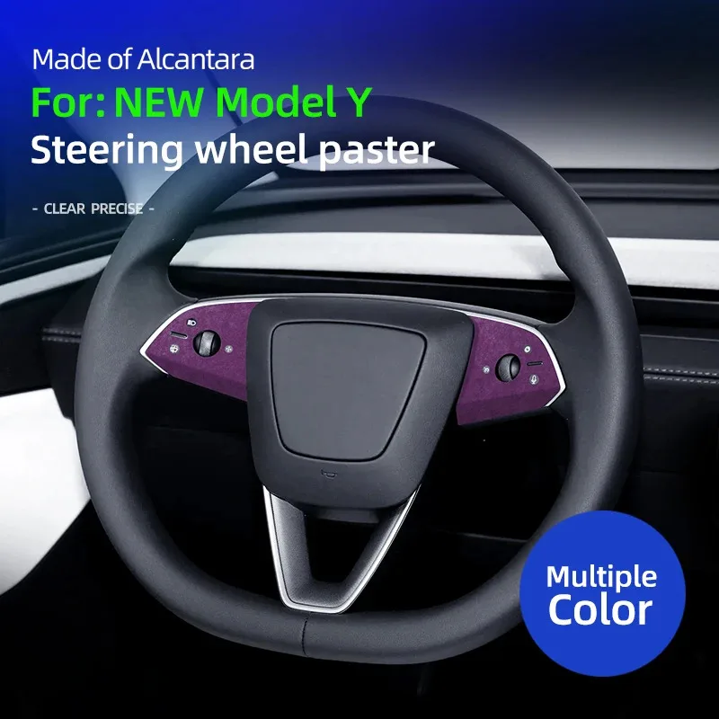 

Для Tesla New Model Y Juniper 2025 Launch, алькантара, суперзамшевая наклейка на кнопку рулевого колеса, аксессуары для салона автомобиля