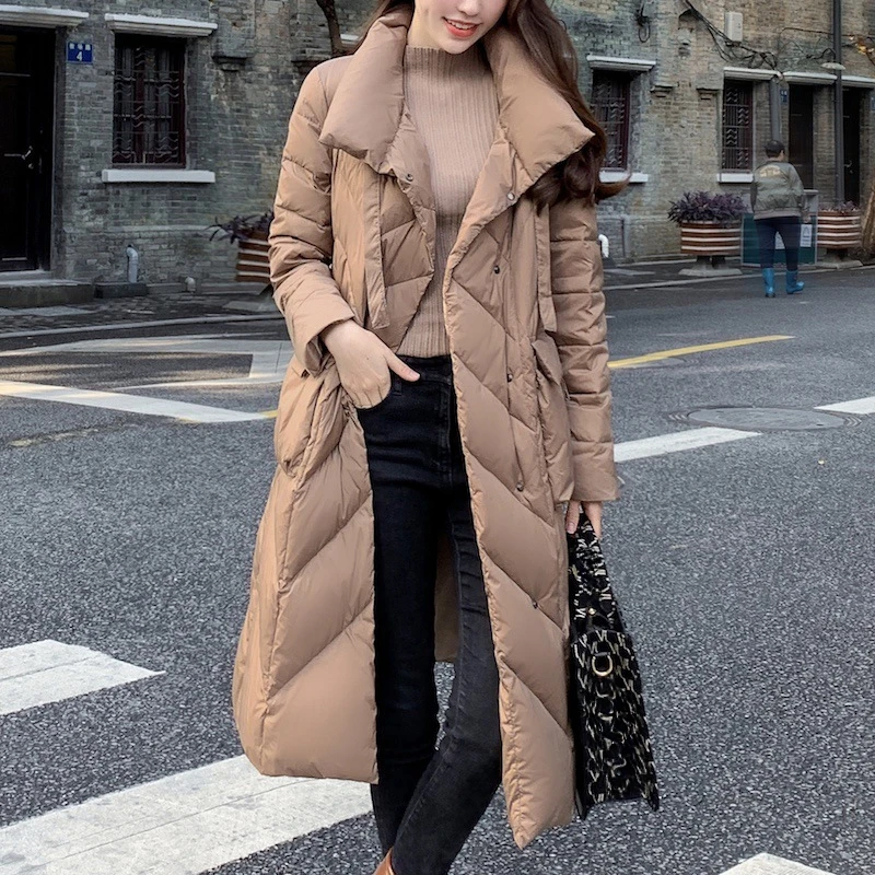 Winter Coat Female Puffer Jacket Women Stand-up Collar Windproof Thickened Outerwears Korean Trendy High Street Long Coats Down