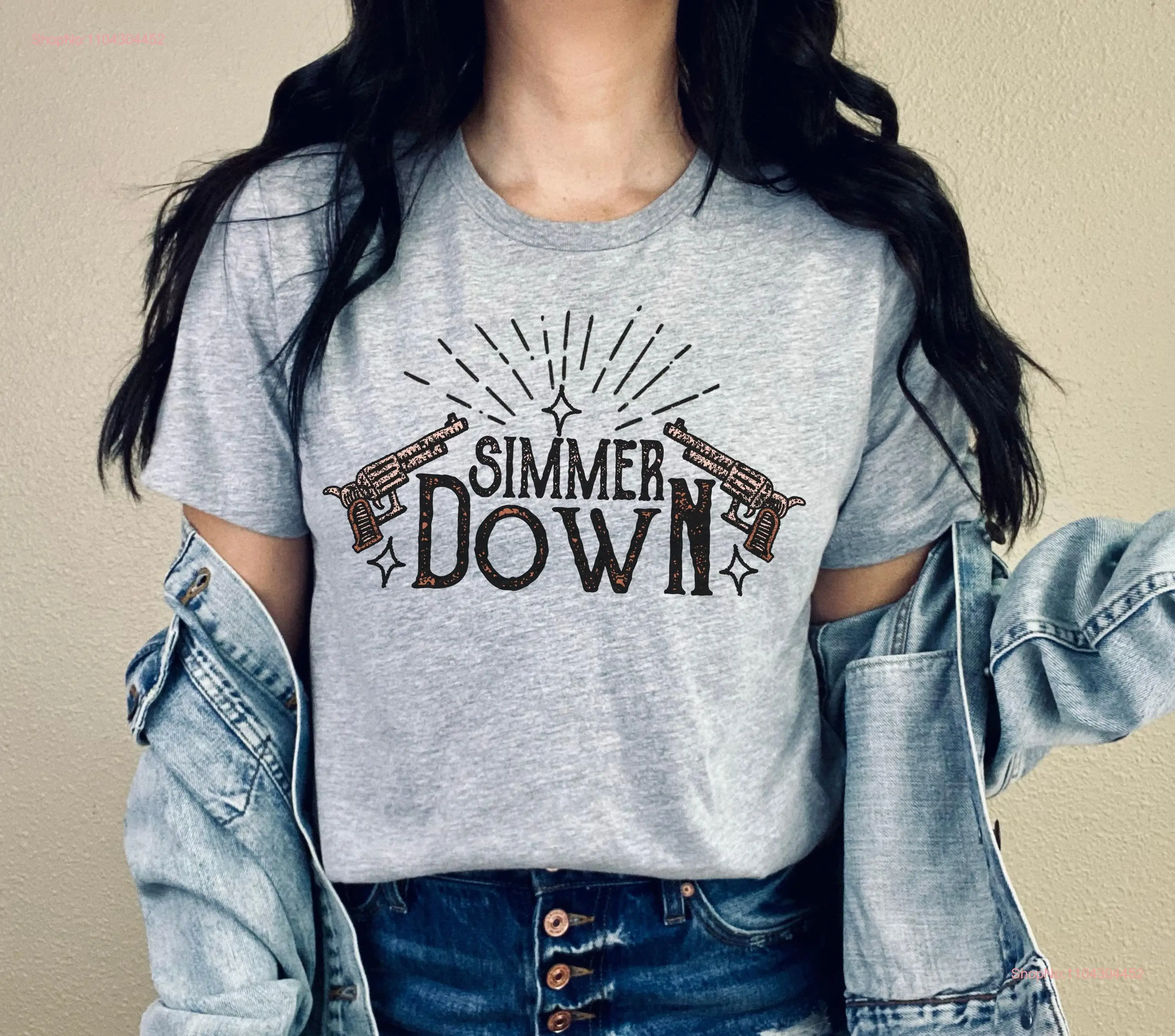 Simmer Down shirt Western graphic tee Cowgirl gift Rodeo Cowboy T fashion long or short sleeves