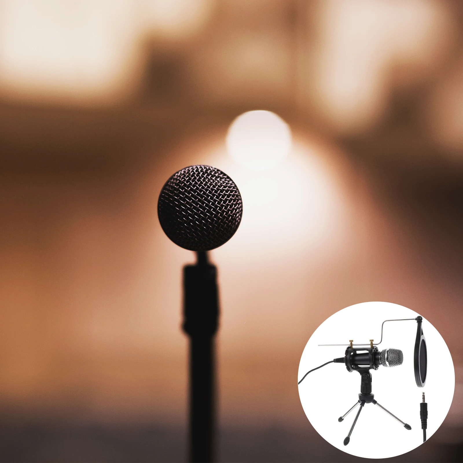 

Portable Microphone Set ABS Capacitor for Karaoke Live Broadcasting Recording Classes Adjustable Stand Computer