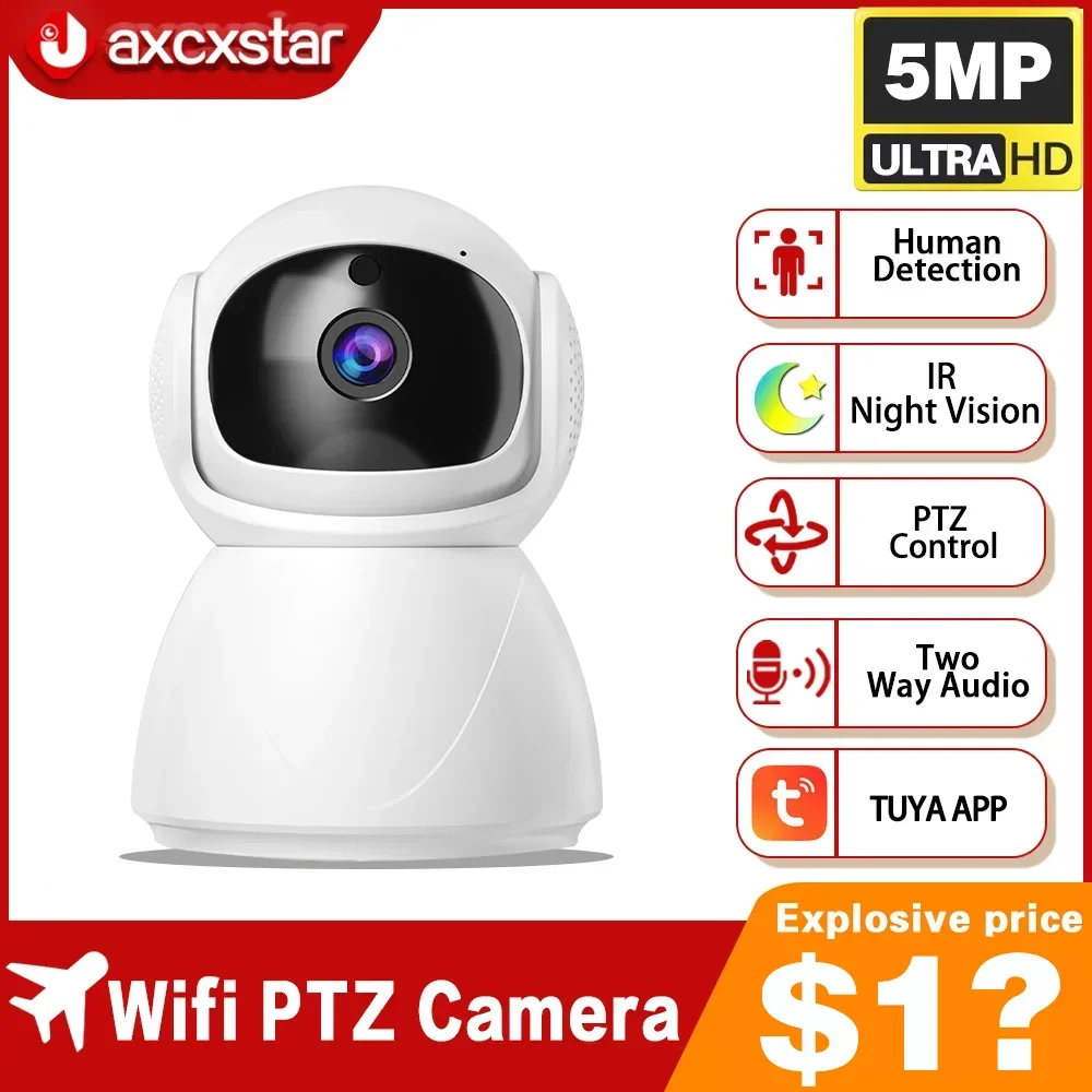 

Tuya Smart 5MP Mini Wifi Camera IR Night Vision IP Indoor Video Security Protection Camera PIR Human Detection Home Baby Monitor