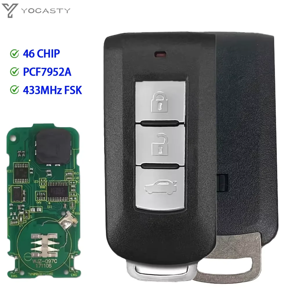 Image of YOCASTY G8D-644M-KEY Fernbedienungsschlüssel Smart Card PCF7952A Chip 433 MHz FSK für Mitsubishi ASX Lancer Outlander 3 Tasten
