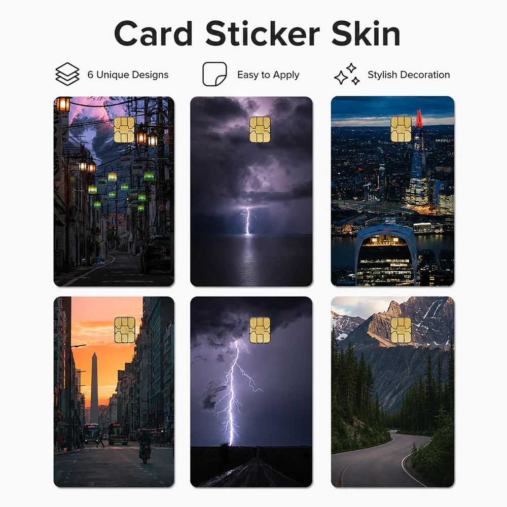 Creative Bank Card Skin Cover Scenic Landscape Design Decorative Film For Debit Card ATM Card Personalized Card Protection