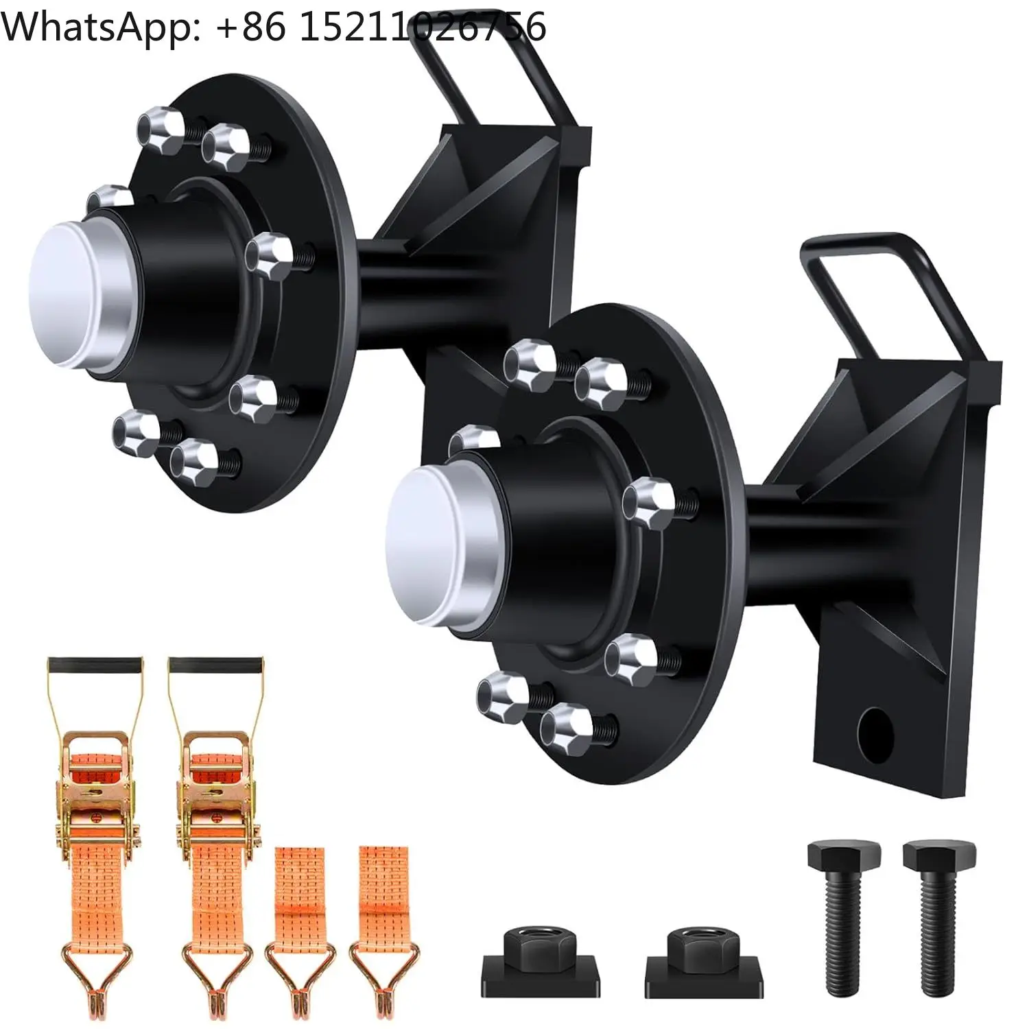 2-Pack Shipping Container Wheels 8-Lug Wheels Kit Heavy Duty Shipping Container Axle with U-Shaped Handle