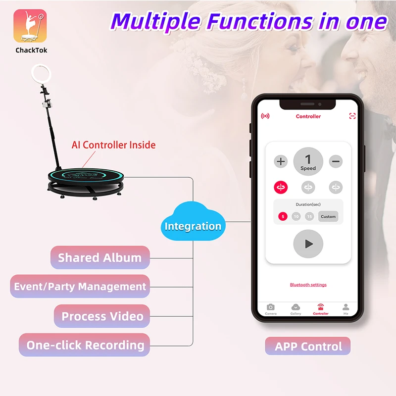 ماكينة كشك الصور CHACKTOK 360 للأجزاء كشك كاميرا 360 دبوس مع برنامج شعار مضاف لتطبيق محرك تلقائي #3