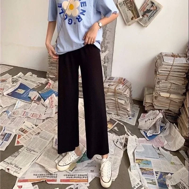 

Брюки женские до щиколотки удобные тонкие прямые повседневные шикарные Femme Harajuku корейские универсальные однотонные простые повседневные весенне-летние