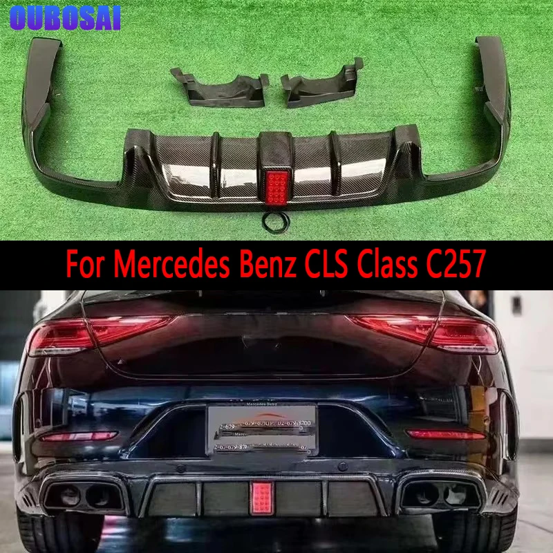 

Для Mercedes Benz CLS Class C257 CLS53 CLS63 задняя губа из углеродного волокна, автомобильный задний бампер, диффузор, сплиттеры, спойлер, комплект кузова