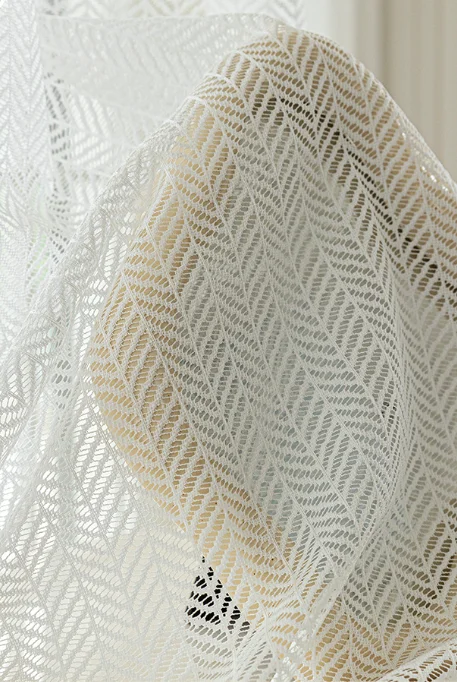 Light Luxury French Herringbone Gauze Atmosphere Solid Color Gauze Curtains Living Room Bedroom Curtains