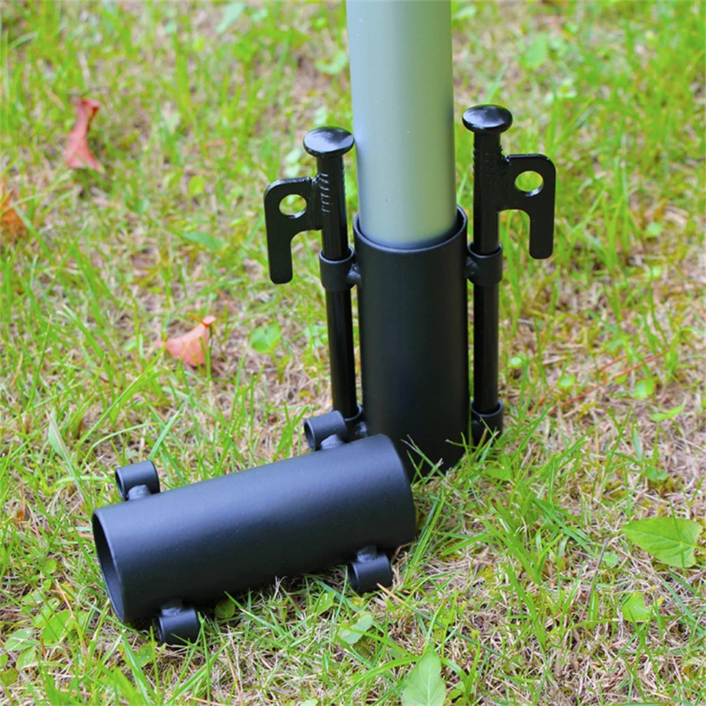 Outdoor Canopy Poles Holder Wind-proof Fixator Iron Pipe Travel Accessories