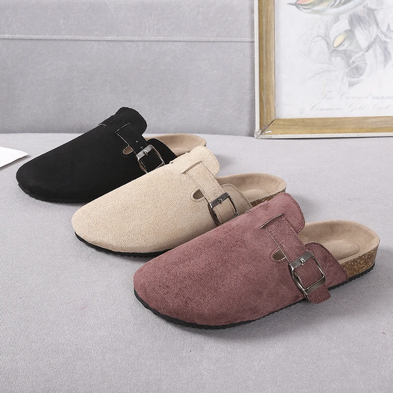 Cork Suede Clogs for Women Cork Slippers Summer Cork Sandals Fashion Beach Slides Classic Mules Men Clogs Baotou Shoes