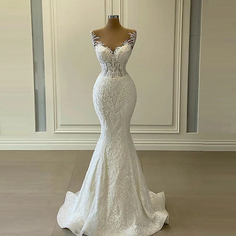 Robe de Mariée Sirène en Dentelle avec Manches Cape et Traîne Amovible, Bonne Conception, Grande Taille, pour Patients