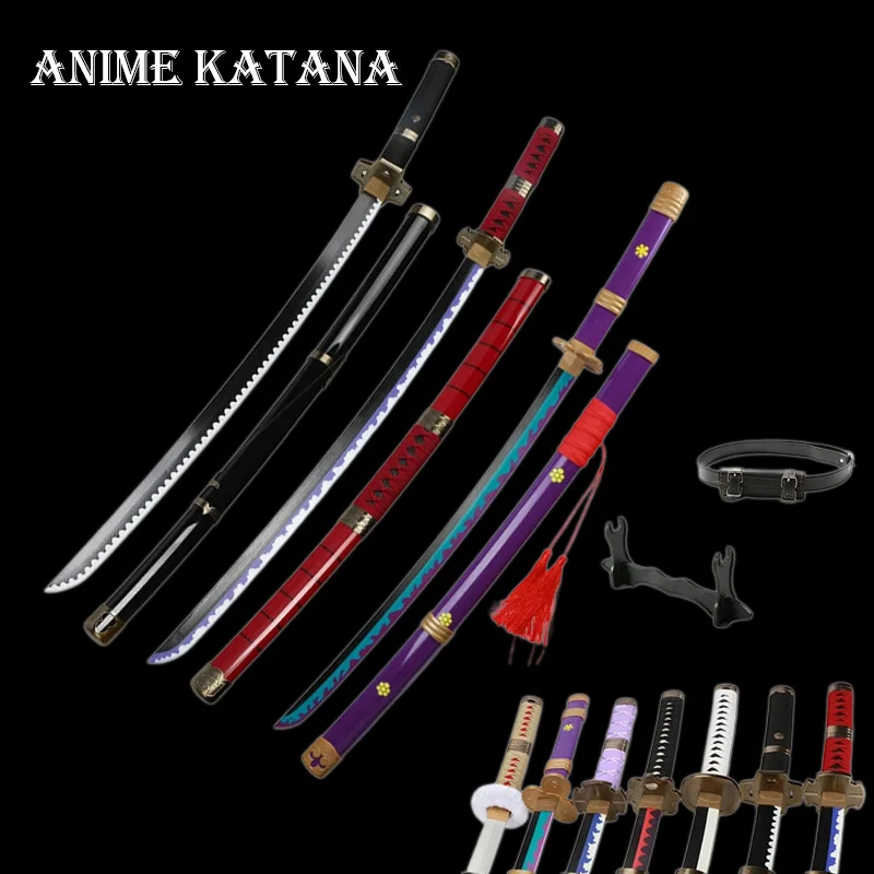 Roronoa Zoro Katana 104 cm/41 pollici Cosplay Giocattolo Spada Anime Giochi di ruolo Armi Enma Bianco Nidai kitetsu con supporto per spada e cintura