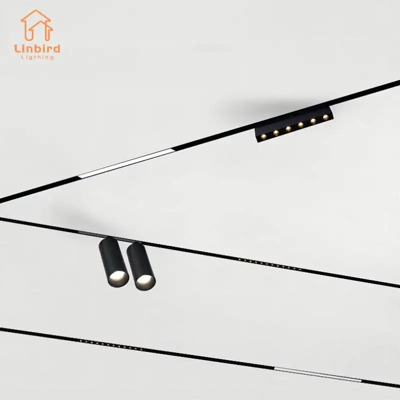 

Magnetic Double Track Light L Style Flood Lamp Modern Embedded Flexible Linear Fixture LED Spotlight Ceiling Home Indoor Living