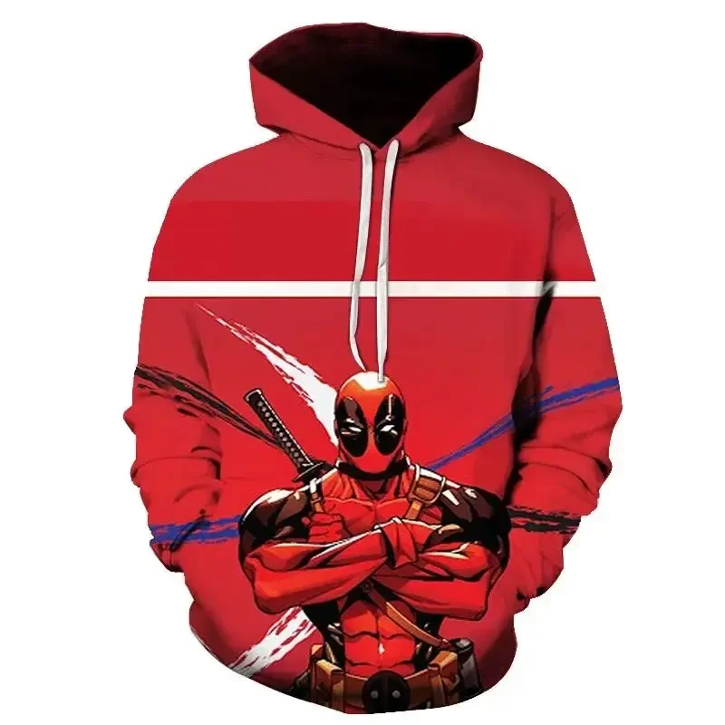 Marvel Spider-Man Deadpool Loose Hoodie 3D Digital Printing Men\'s and Women\'s Fashion Sports Hip-Hop Pullover Casual Long Sleeve